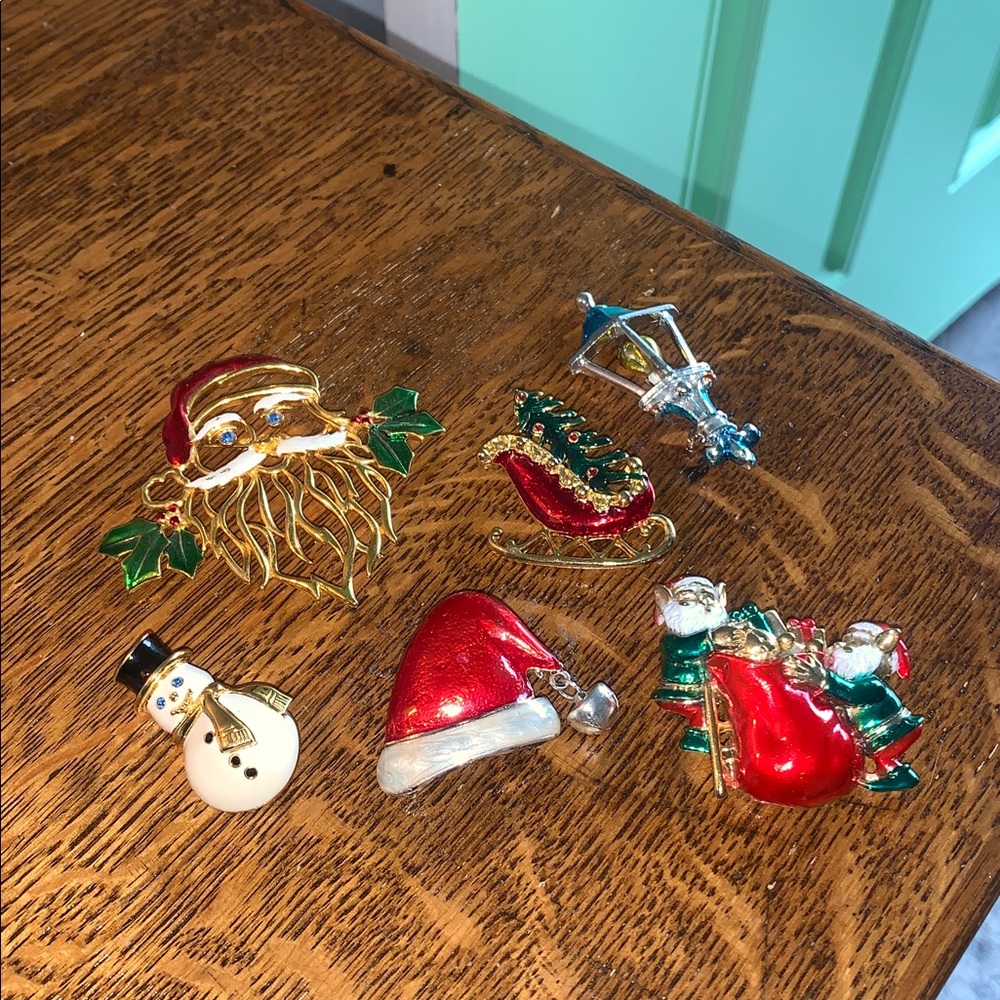 Vintage Christmas Brooches - Set of 6
